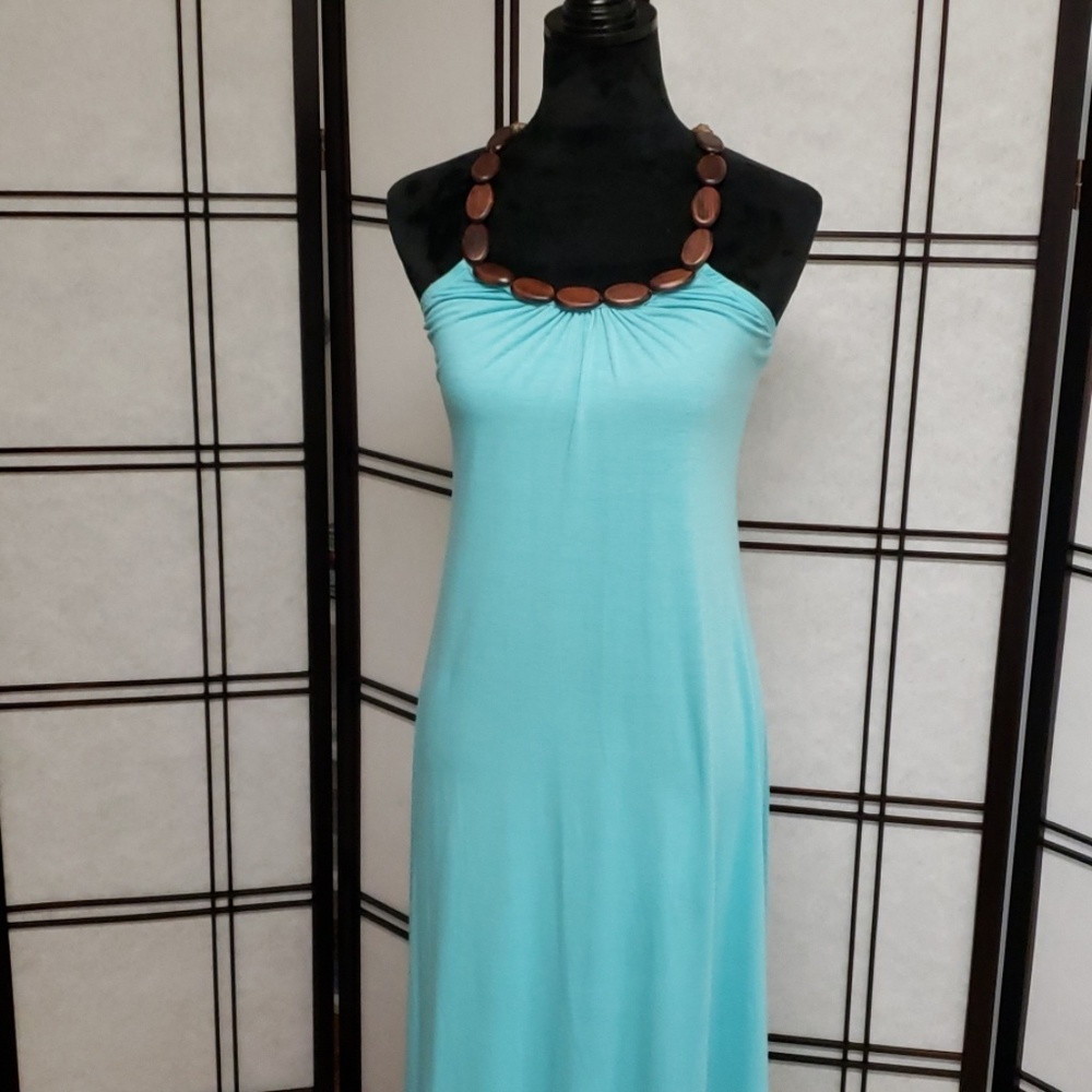 Floor length cotton halter dress
